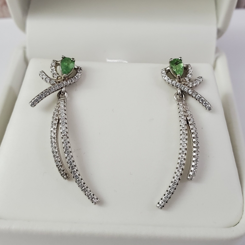 Sterling Silver 925 Peridot Dangle Earrings